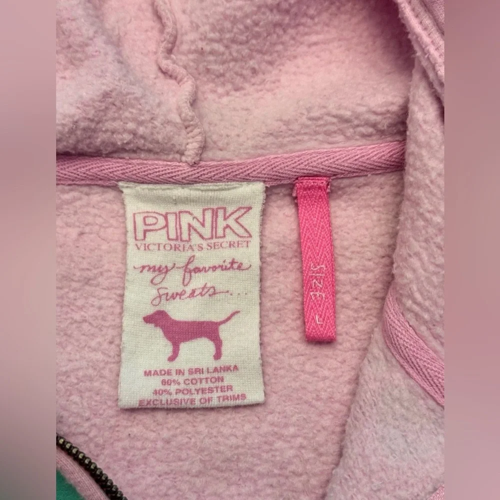 VS PINK VINTAGE Y2K SET HOODIE & SWEATPANTS TRUE PINK LOVE OMBRÉ DOG HEARTS RARE - Picture 5 of 15